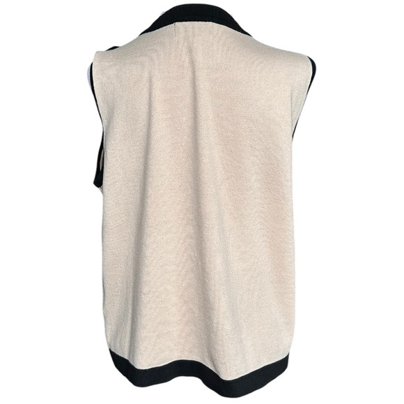 Karl Lagerfeld Cream and Tan Relaxed Sleeveless Tank - Picture 2 of 7